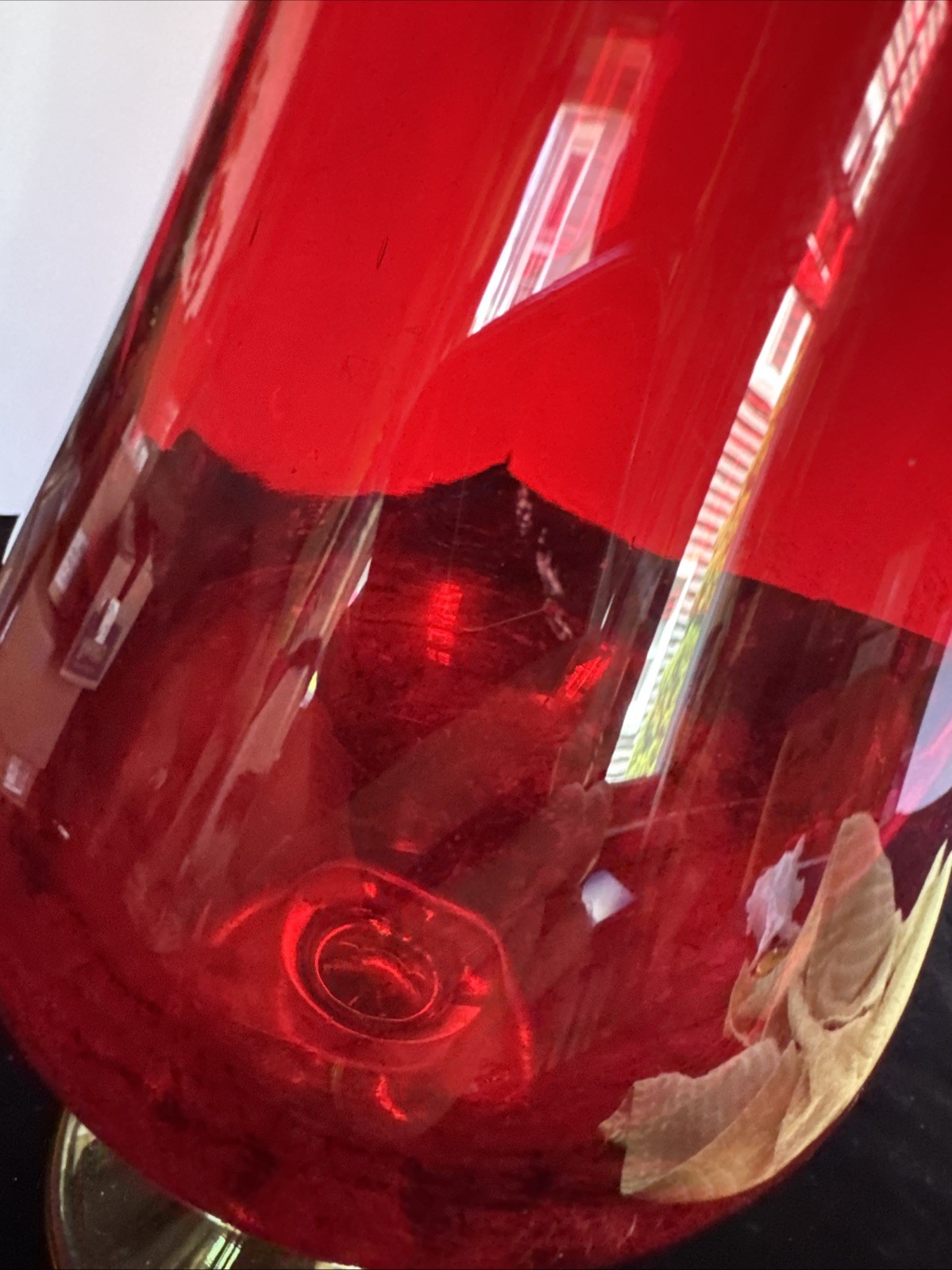 Vintage LE Smith Red Amberina Smooth Fat Bottom Flame Swung Vase 20 Inches Tall
