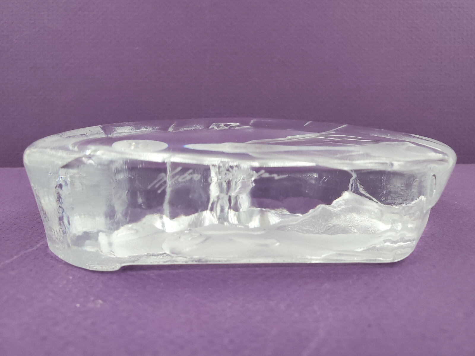 Nybro Lead Glass Crystal 2 Seals Sculpture Paperweight Sweden Signed