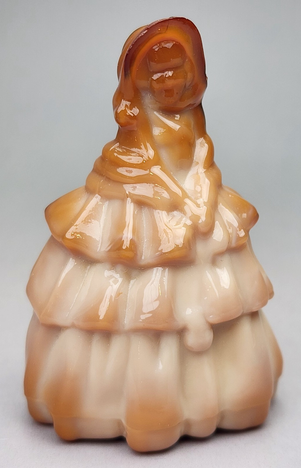 Vintage Boyd Crystal Art Glass Louise Doll Orange/Brown Slag – Marked