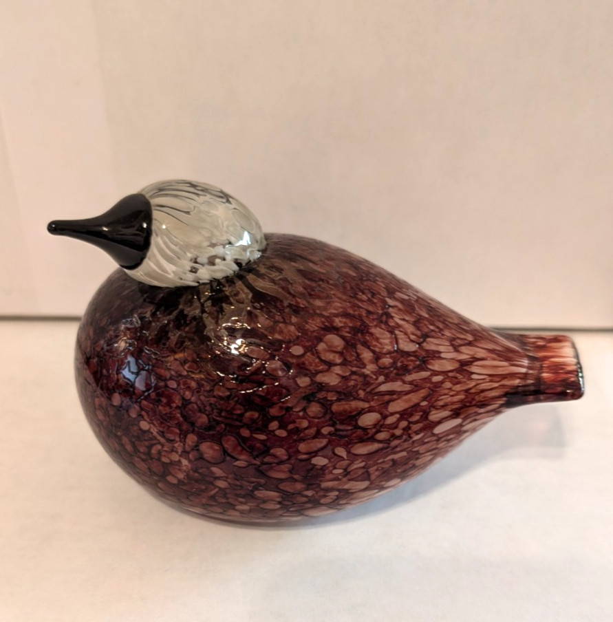 Iittala Finland Oiva Toikka Nuutajarvi Art Glass Rosy Finch Bird Signed Labeled
