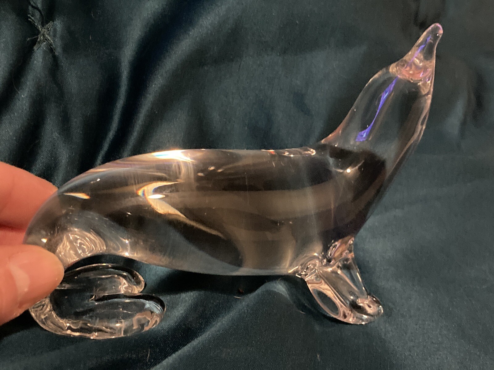 Art Glass Crystal Seal Figurine Pristine Condition 5” x 3.5” Tall