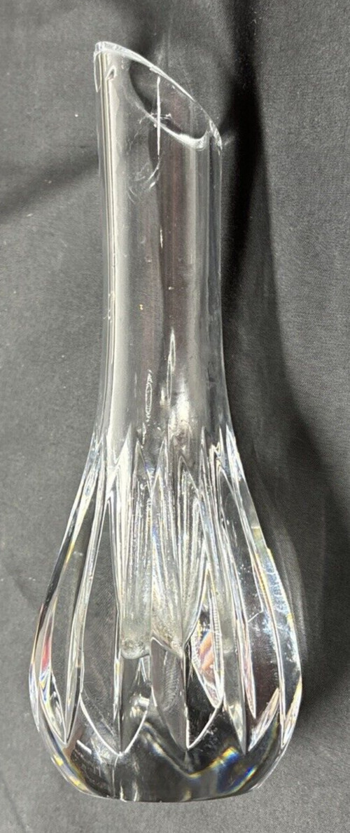 Baccarat 7″ Crystal Annick Bud Flower Vase – Vertical Cuts – France READ