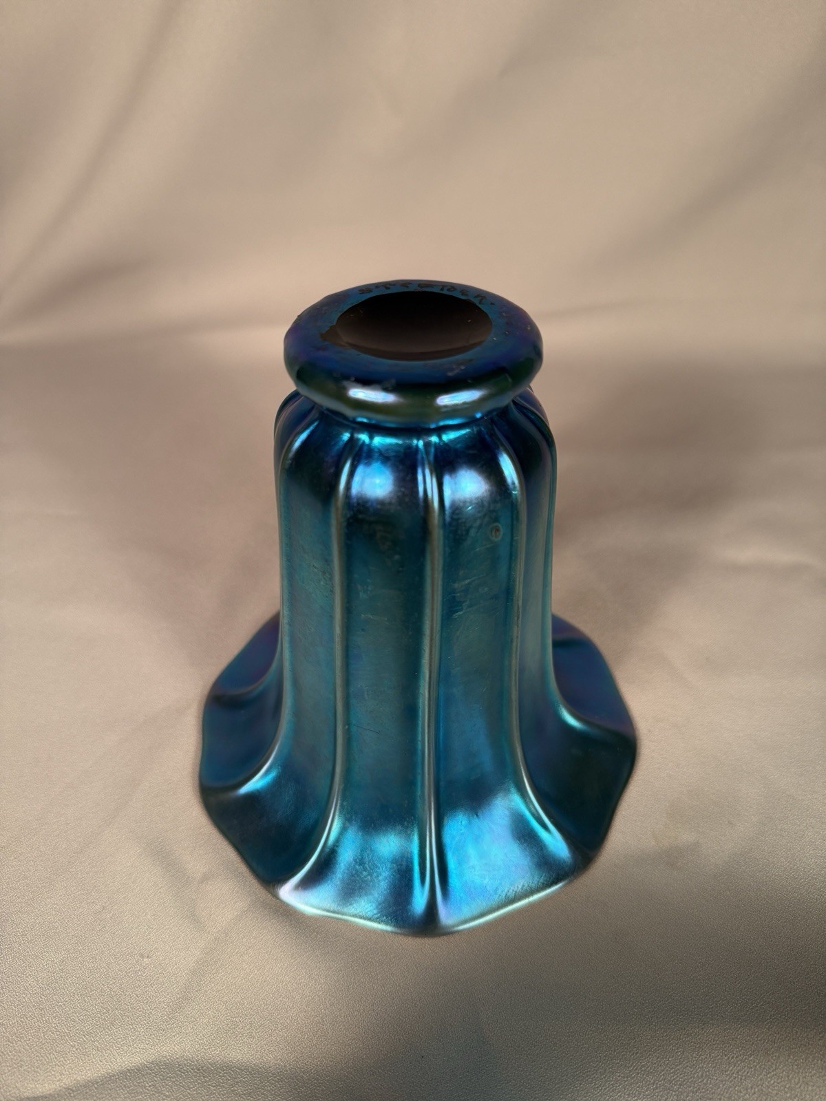 Steuben Aurene Blue Art Glass Ribbed Vase