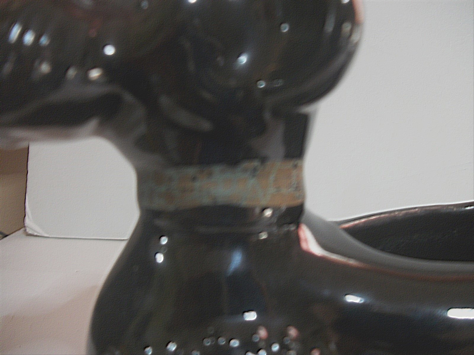 Vtg Black Redware Poodle PLANTER 9″ Long