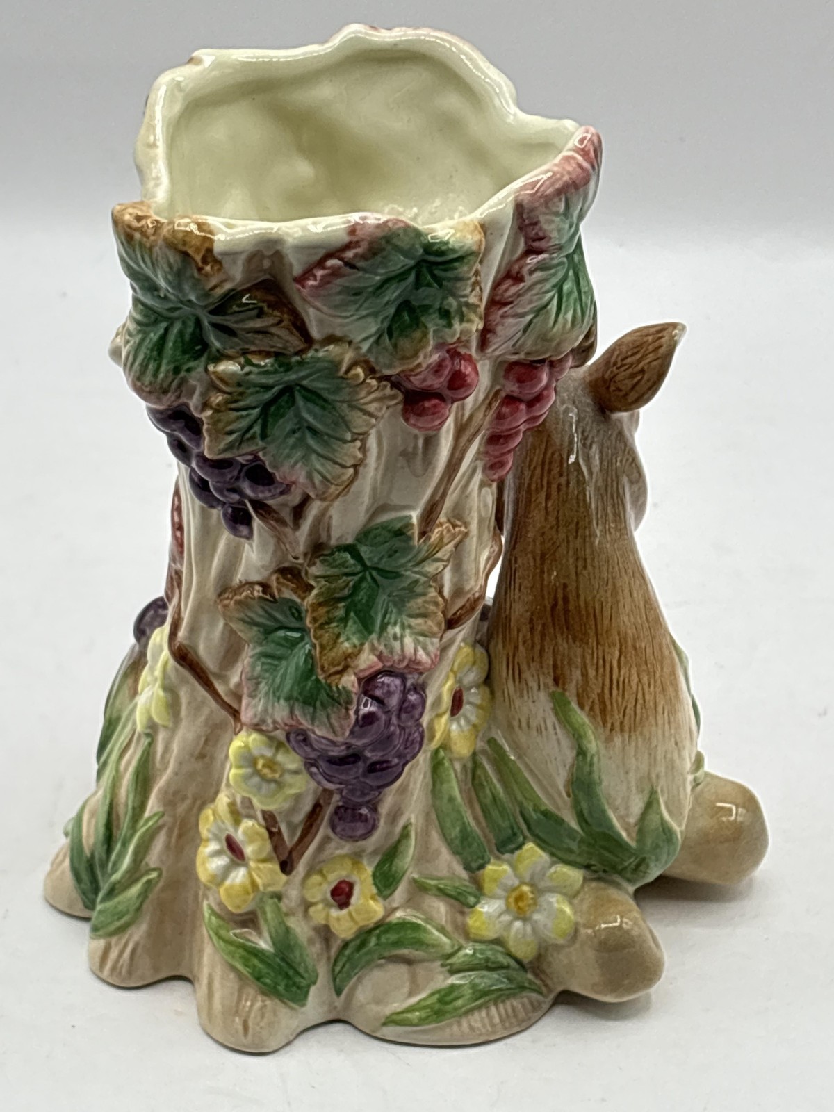Fitz & Floyd Classics Deer Vase Multicolor Grapevine Hand Painted Porcelain