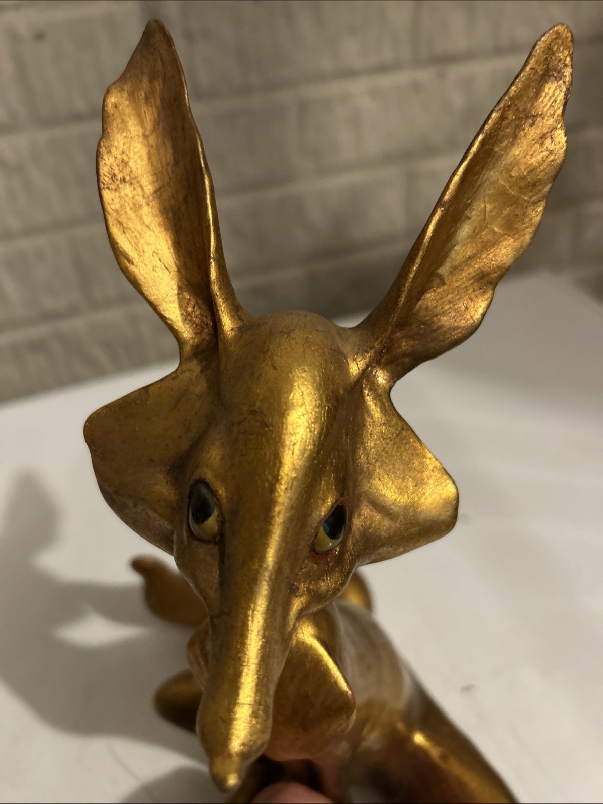 Vintage Anthony Freeman McFarlin Pottery Signed Gold Leaf Fox 9.75″