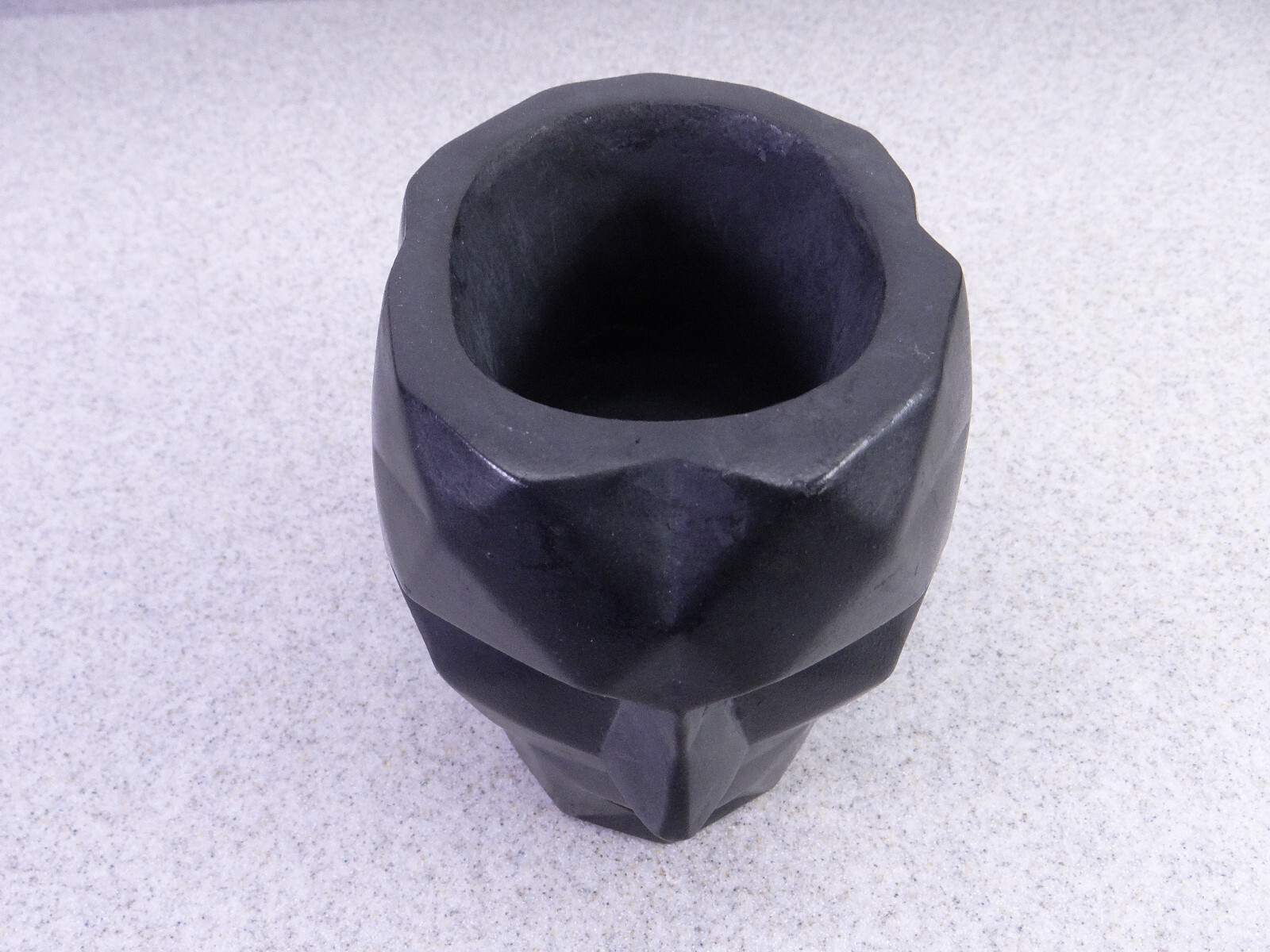 Modern Contemporary Face Planter/Vase Cubist Style Geometric Head Black Small