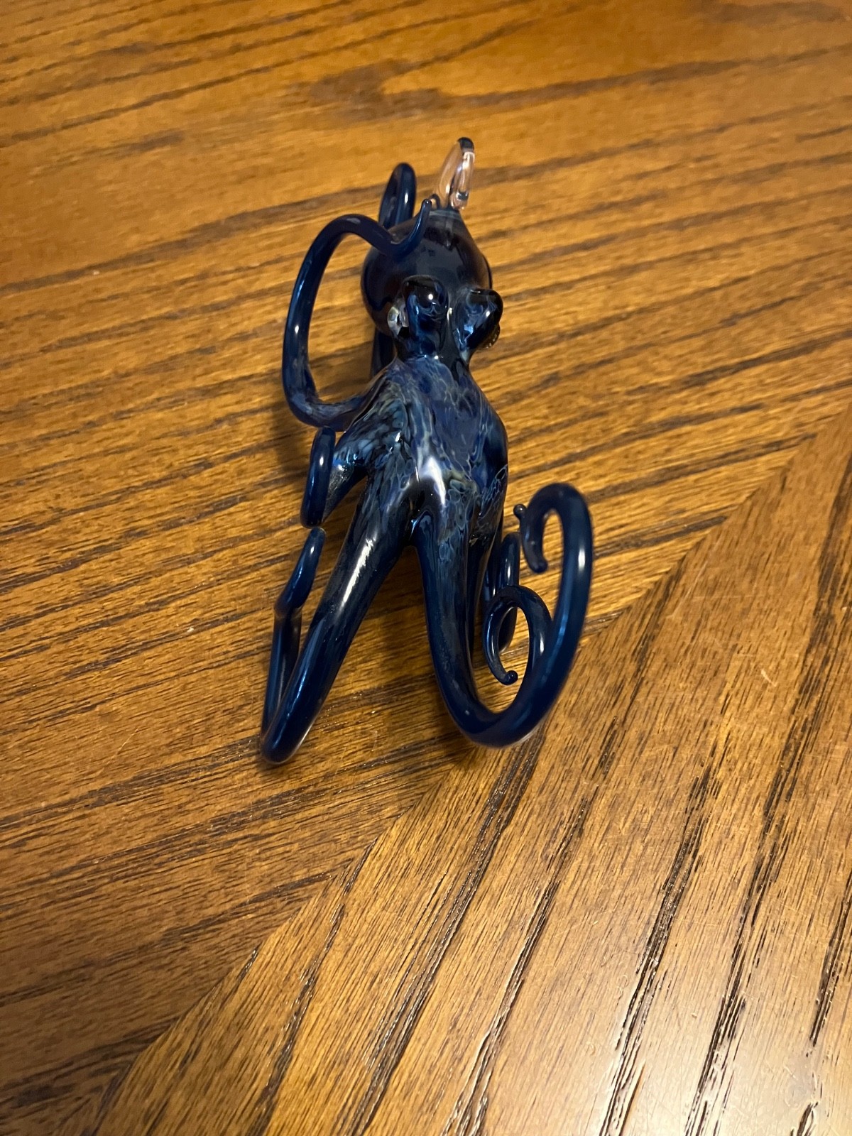 Glass Octopus Dark Blue Colored Figurine Hand Blown Art Deco
