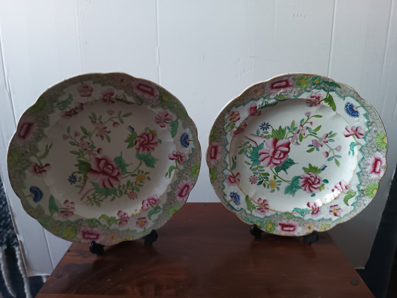 Lovely Pair of Hicks and Meigh Plates – Rare Floral Pattern No. 8. Circa 1815