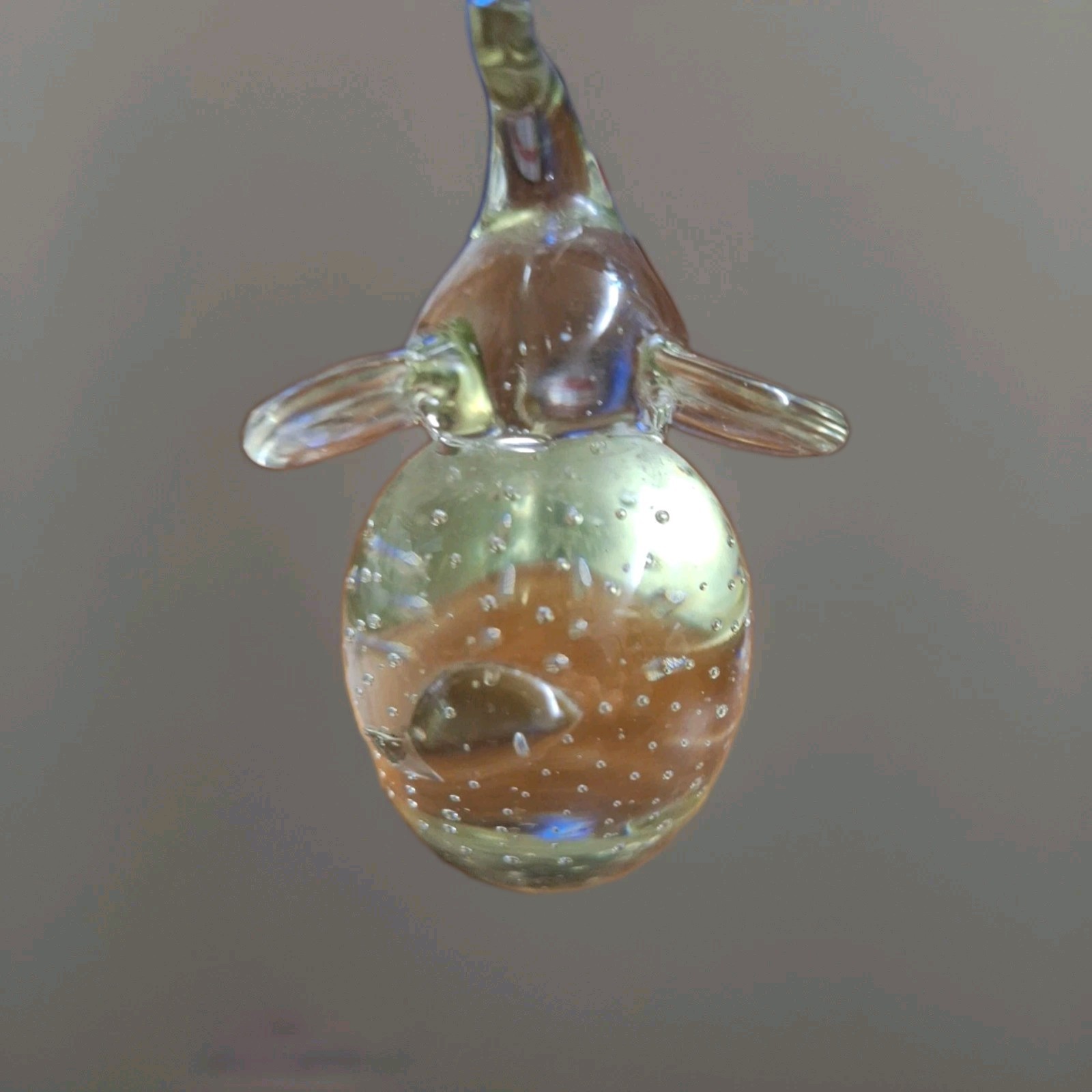 Art Glass Clear Bubbles Elephant Trunk Up Figurine Paperweight 4.5 in