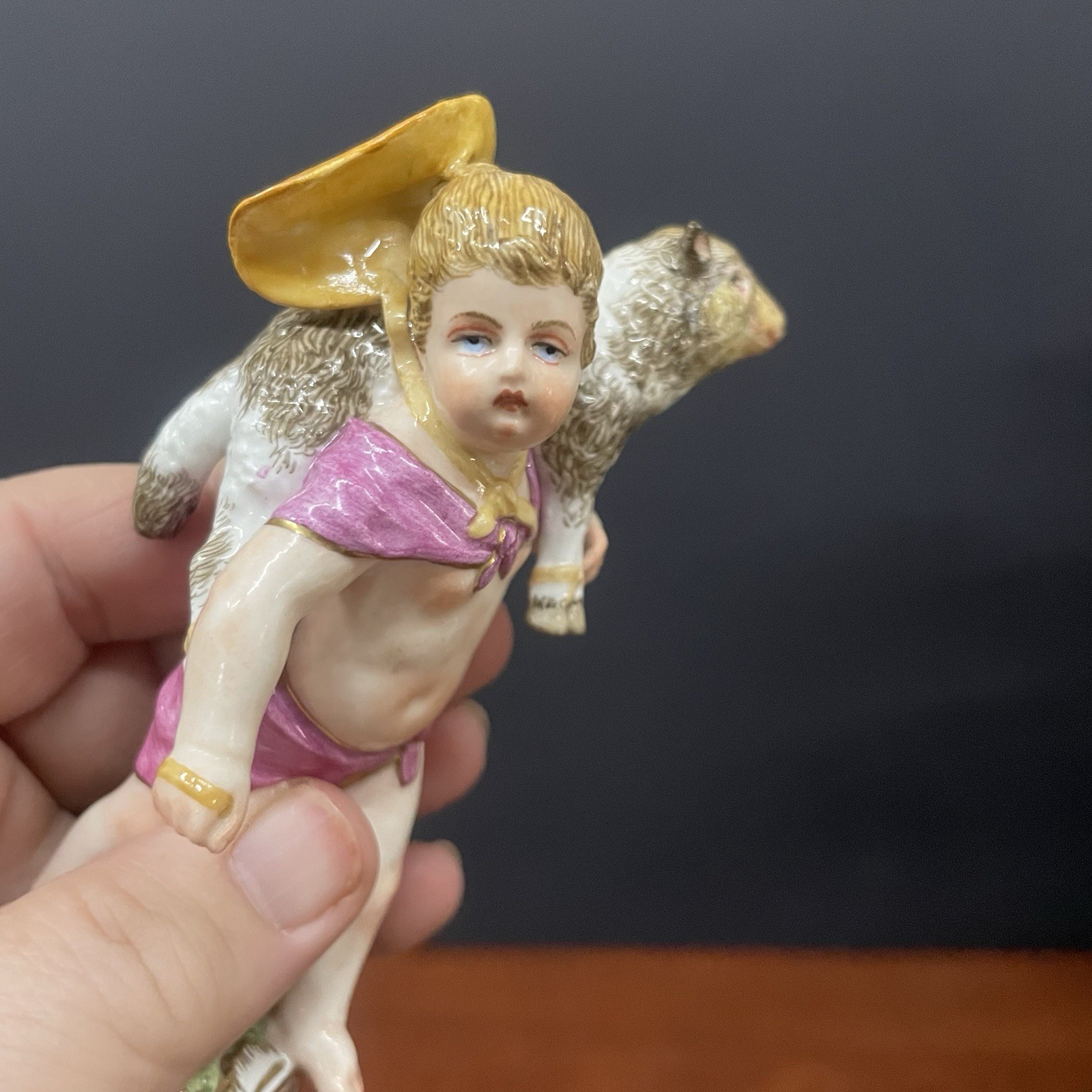 VTG KPM Berlin Porcelain Figurine Boy with Sheep Hand Painted 19th century