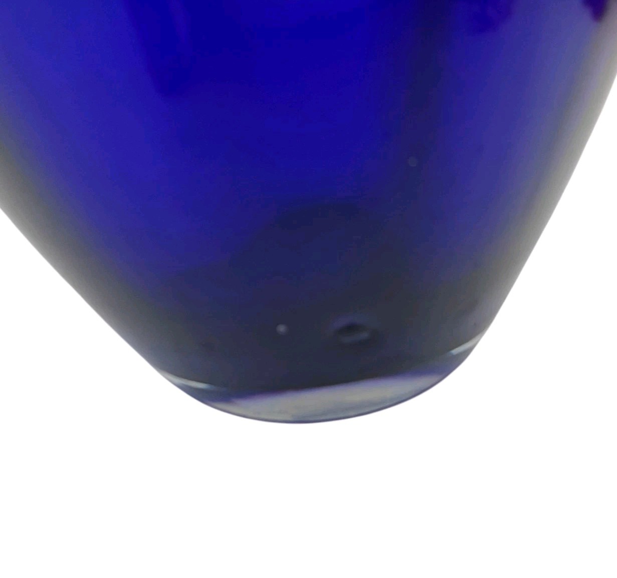 Hand Blown Cobalt Blue Art Glass Vase with Applied Scroll Handles READ!!!