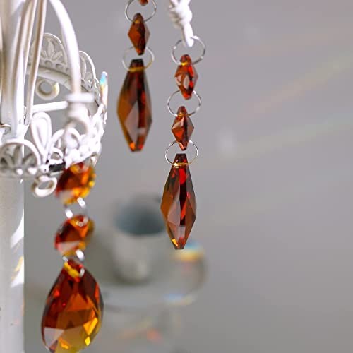 20pcs 38mm Teardrop Chandelier Crystals Pendant Replacement Prism Amber