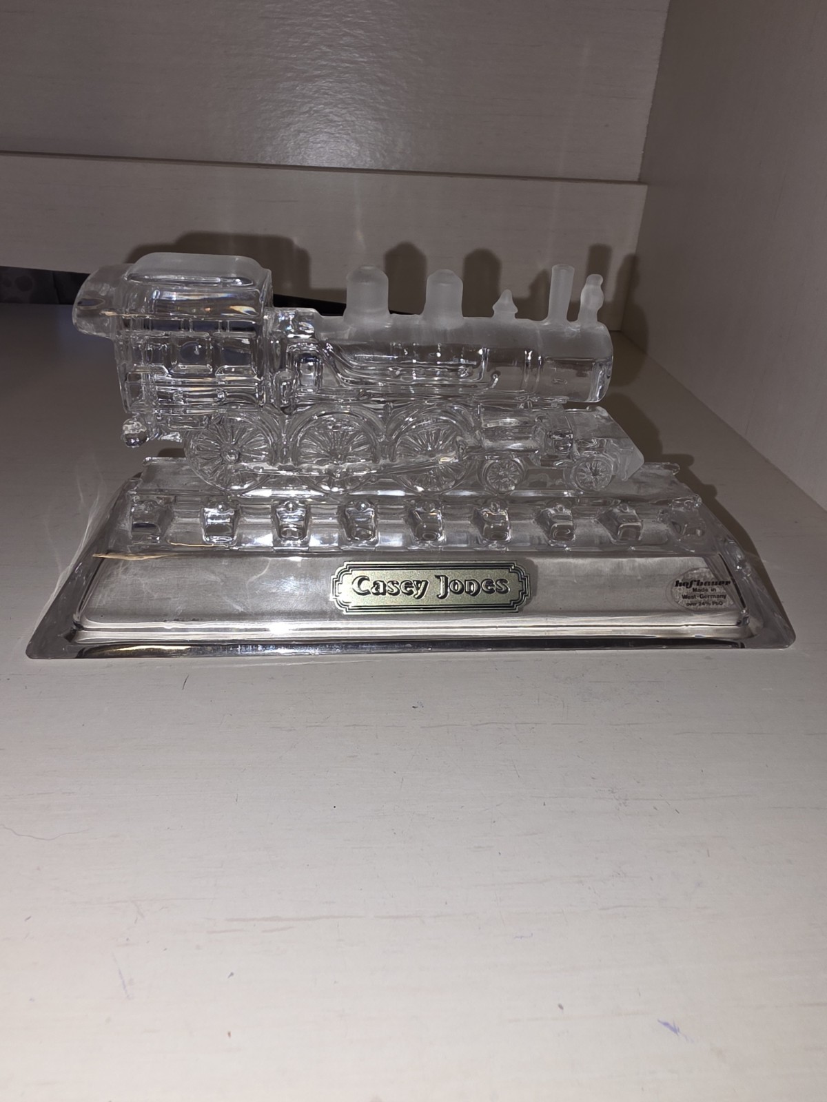 Vintage Hofbauer Lead Crystal Glass Locomotive Train Casey Jones West Germany