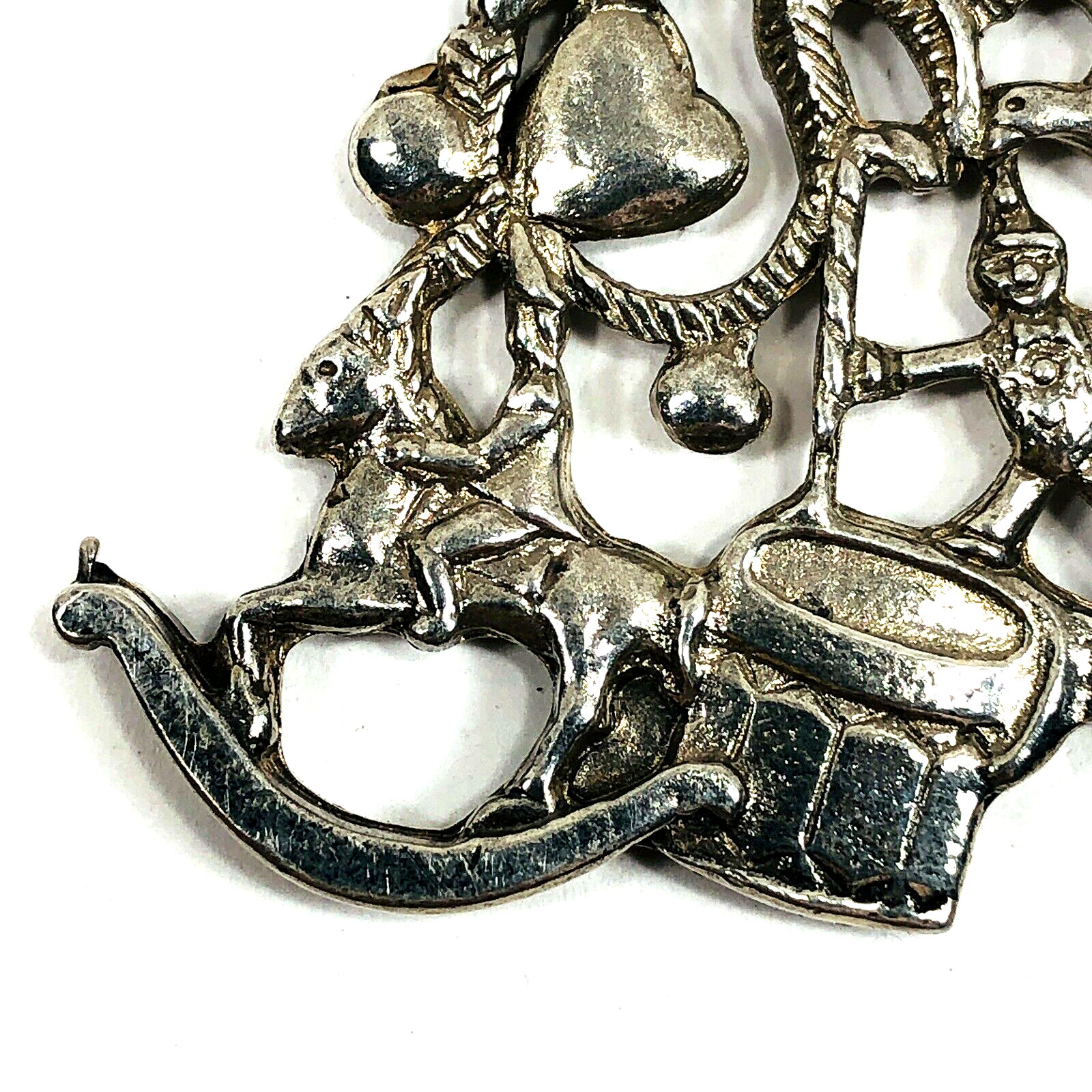 Vintage 1986 Gorham Silverplated Pierced Christmas Tree Ornament 2.5×2.75in