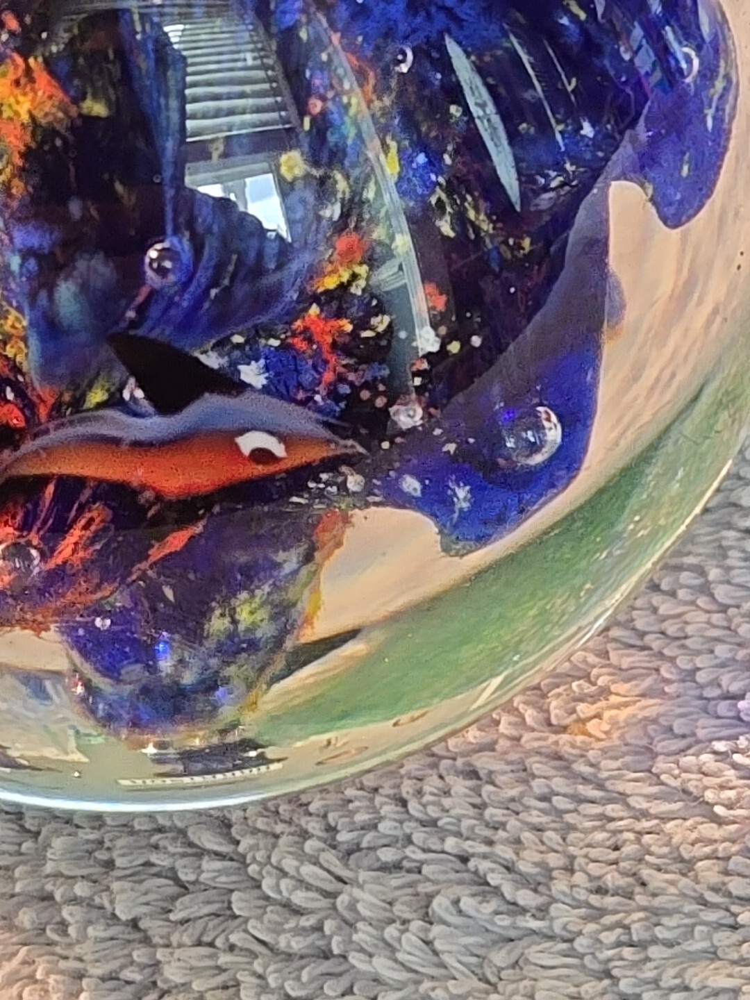 Vintage 3.25 In Glass Art Sphere Paperwieght With Cobalt Blue Glass And…