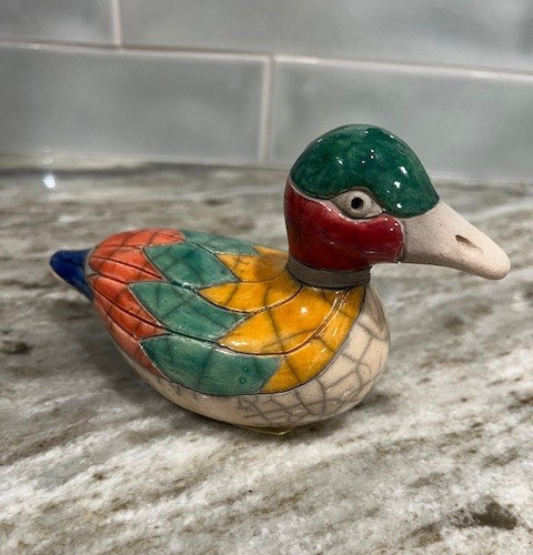 Vintage Raku Duck Figurine 1995 South Africa