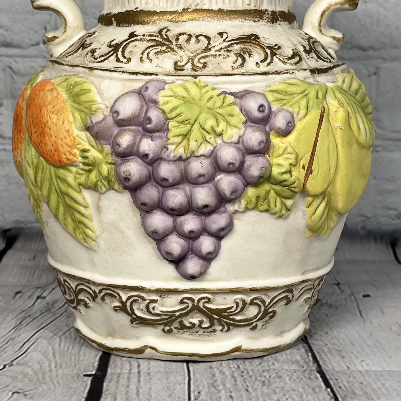 International Bazaar Autumn Harvest Collection Grape Ceramic Vase