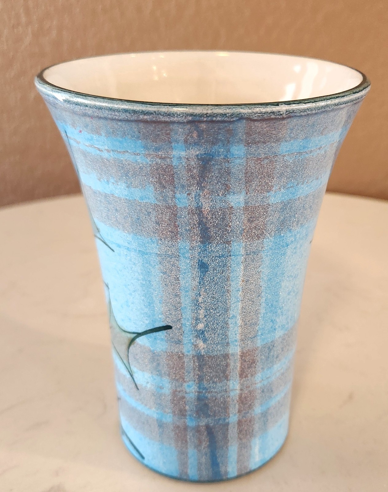 TAIN POTTERY Scotland Glenaidie Flared Thistle Vase Plaid