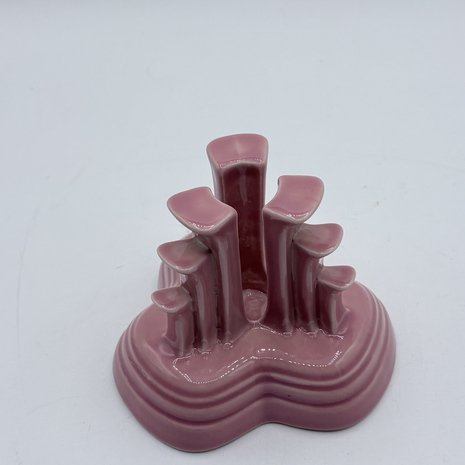 Fiesta Ware, Rose Pink Art Deco Pyramid Style Vintage Candle Holder Pair (2)