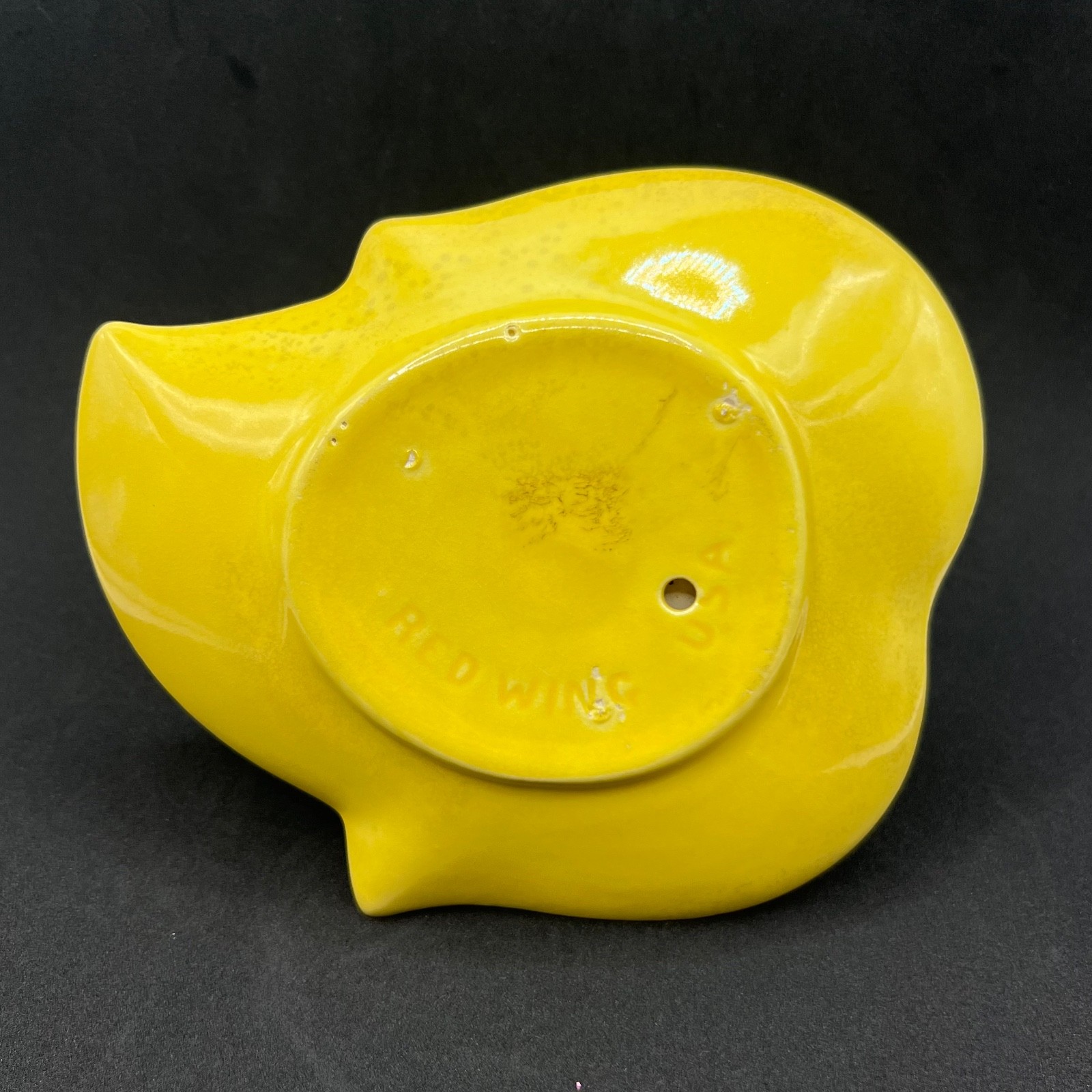 Redwing Art Pottery Yellow Pineapple Fruit Dish Vintage 1940s Leaf Serving Tray