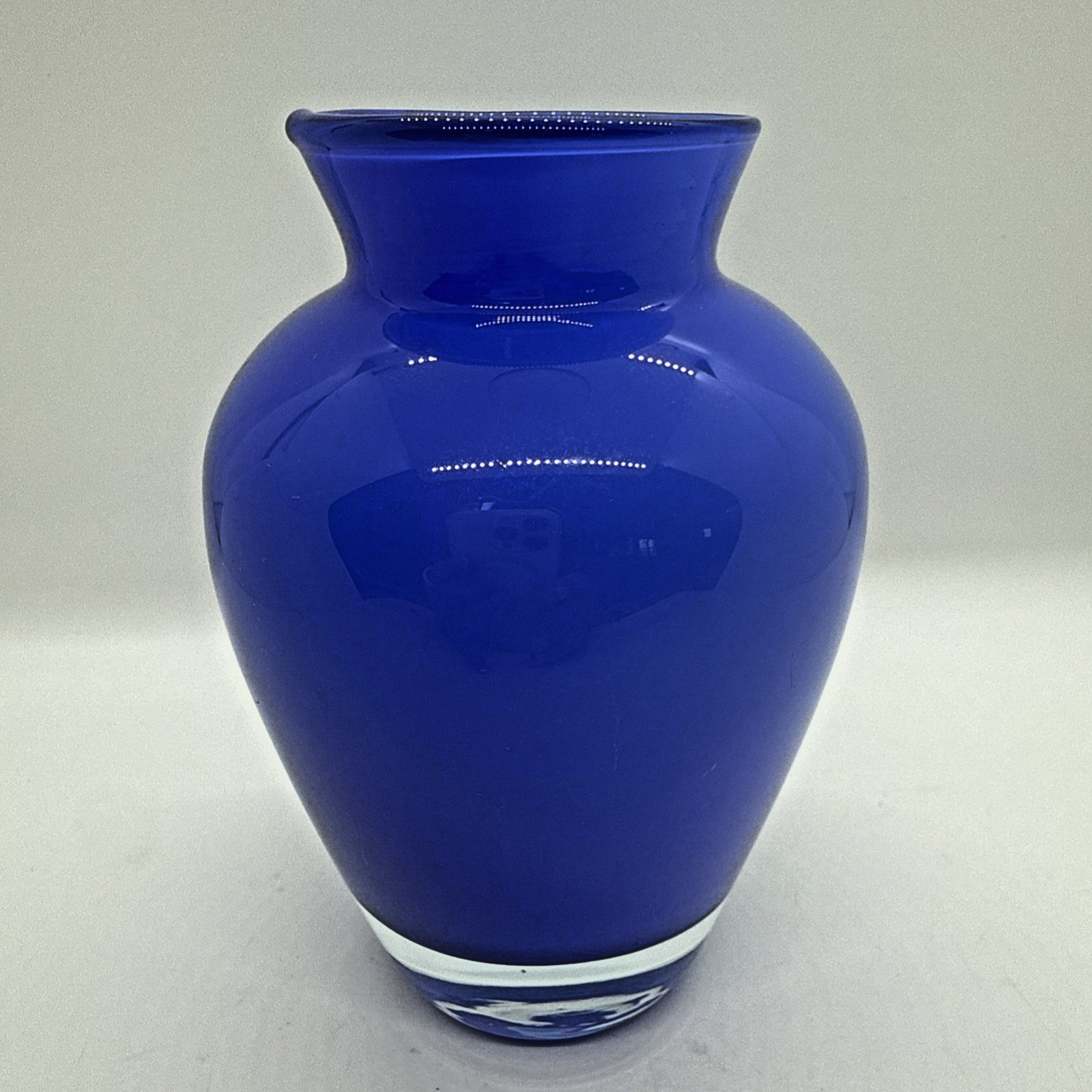 Cobalt Lavender Blue Hand Blown Glass Vase 4.75″ Tall Art Glass Modern Small