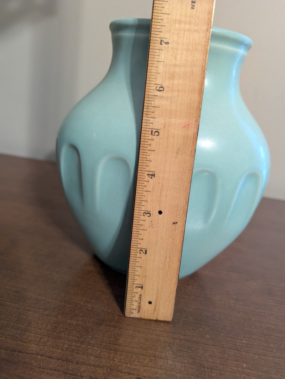 Vintage Hyalyn 311 Pottery Art Deco Matte Pastel Green Oval USA*MCM Vase Signed