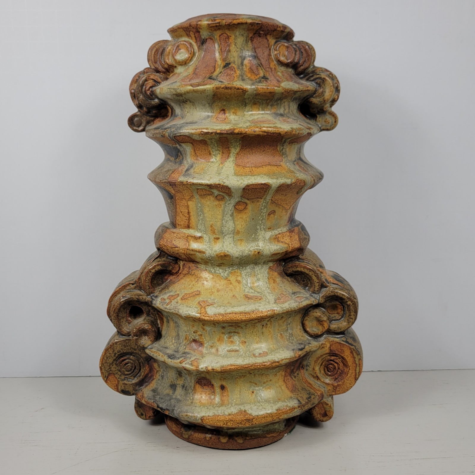 Bernard Rooke Vintage Mid-Century English Brutalist Vase Pottery 12 1/2″