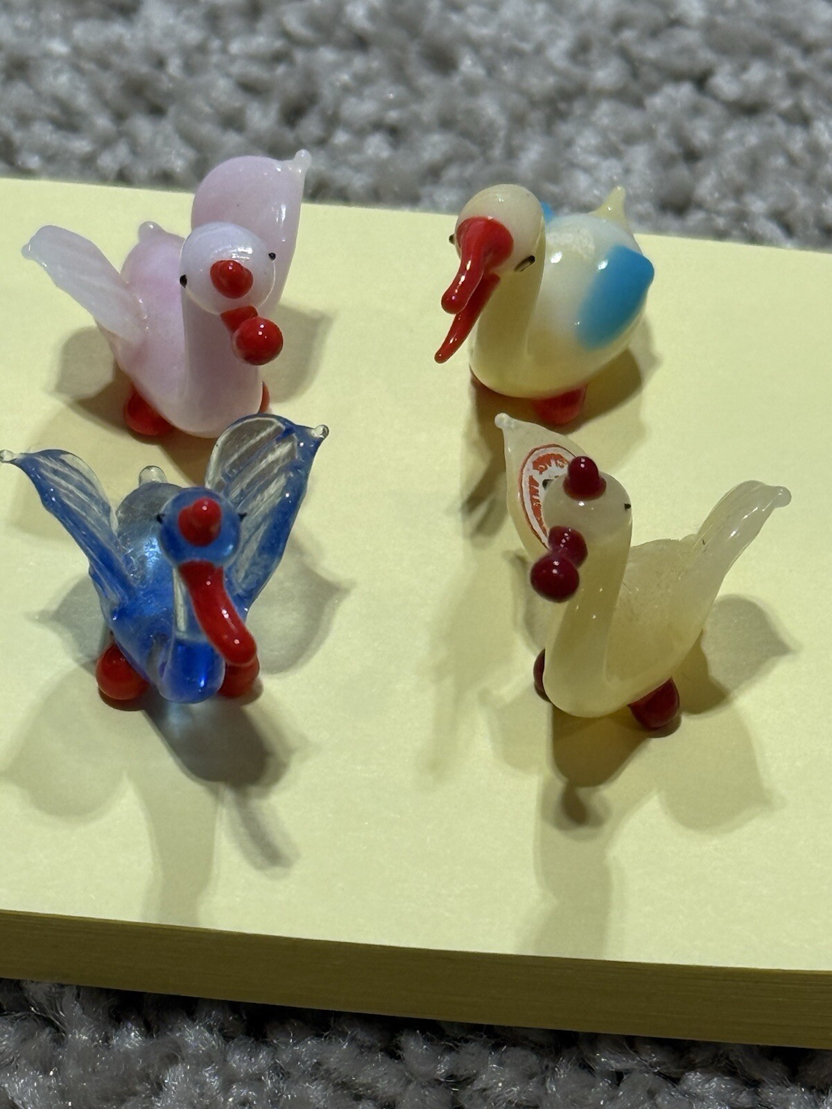 Vtg 4 Red Ball Brand Miniature Glass Figurines Hand Blown. ~ Japan ~ Birds