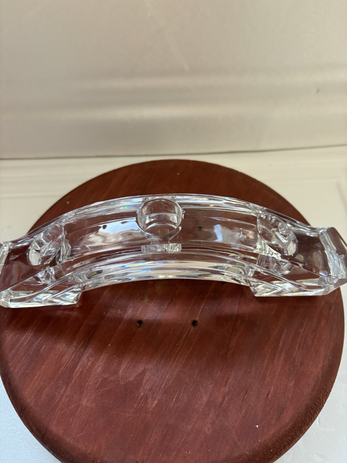 VTG Handblown Crystal Glass Candle Holder Made by Glasi Hergiswil, Switzerland