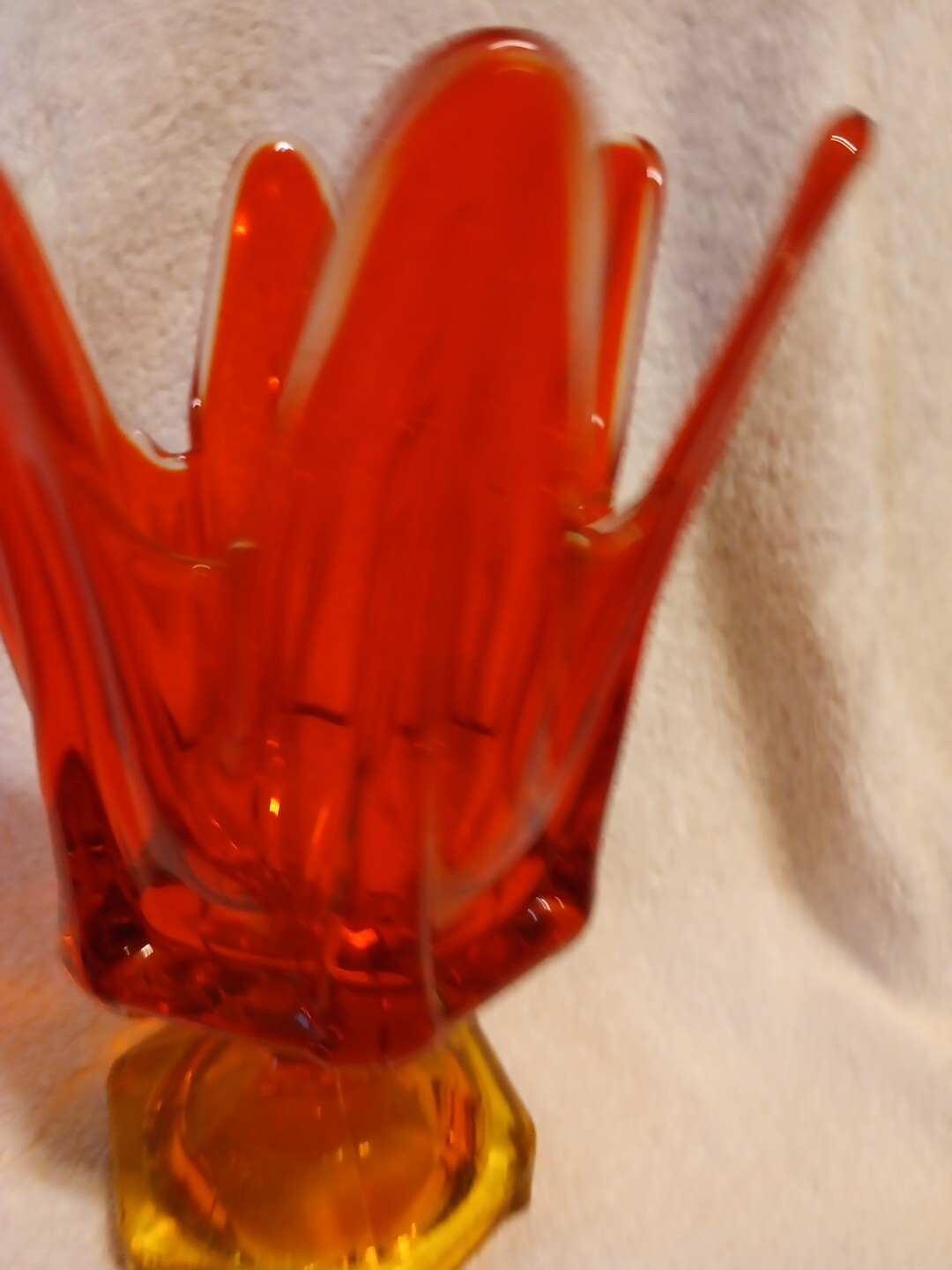 Vintage Glass Vase Persimmon Orange And Yellow