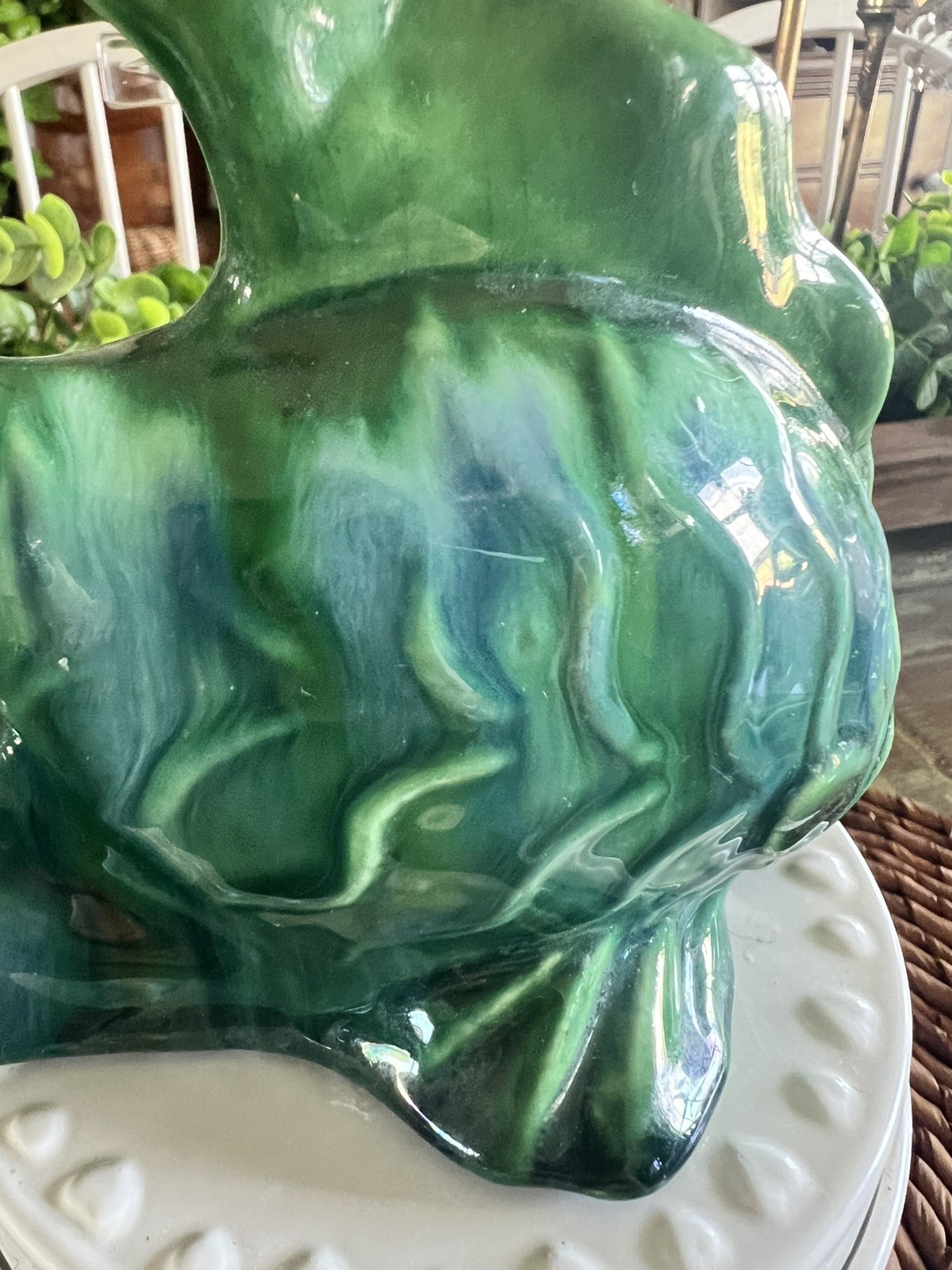 Rare Vintage Royal Haeger Green Blue Fish Ceramic Planter Glossy Finish USA R750