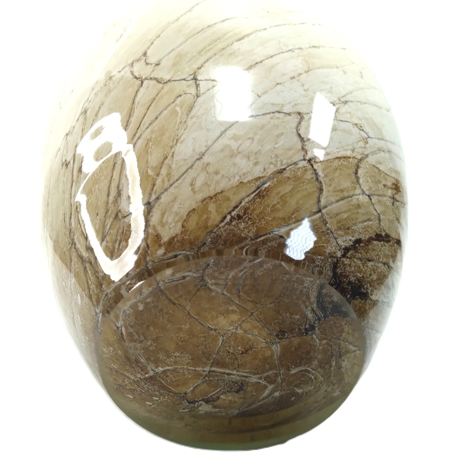Jozefina Krosno Art Glass Marbled Tan and Brown Ombre Base Clear Cased 9″x6″