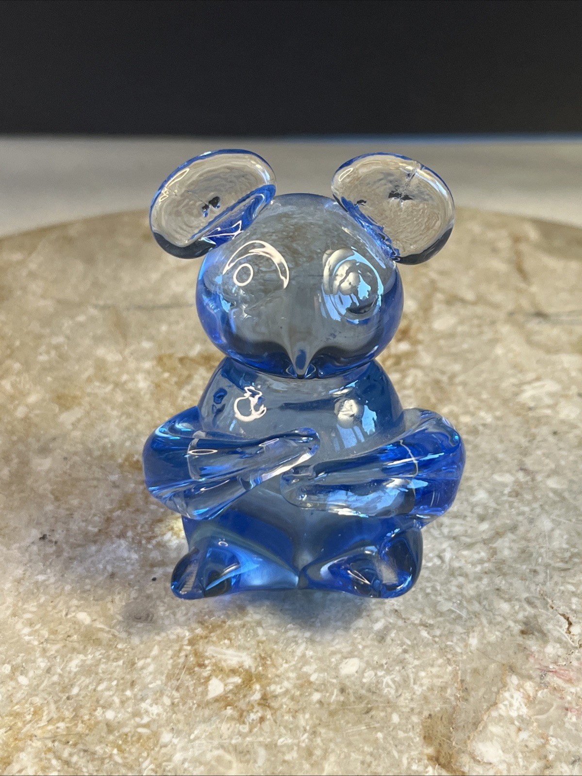 Vintage 3”Blue Art Glass Koala Bear United States Commemorative Fine Art Gallery