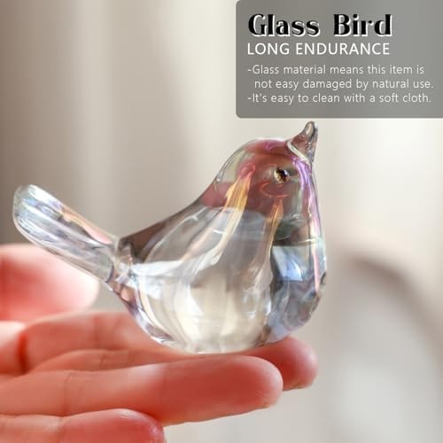 H&D HYALINE & DORA Set of 2 Glass Birds Figurines Handmade Blown Glass Bird F…