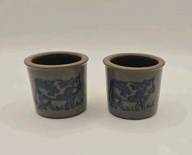 Beaumont Brothers Pottery BBP Salt Glaze Stoneware Mini Plate & Crock Set Of 4