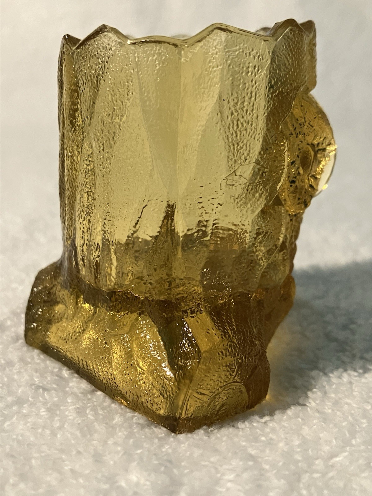 Vtg Amber Glass Toothpick Owl Figurine 2.75” Decorative Collectible Sculpture