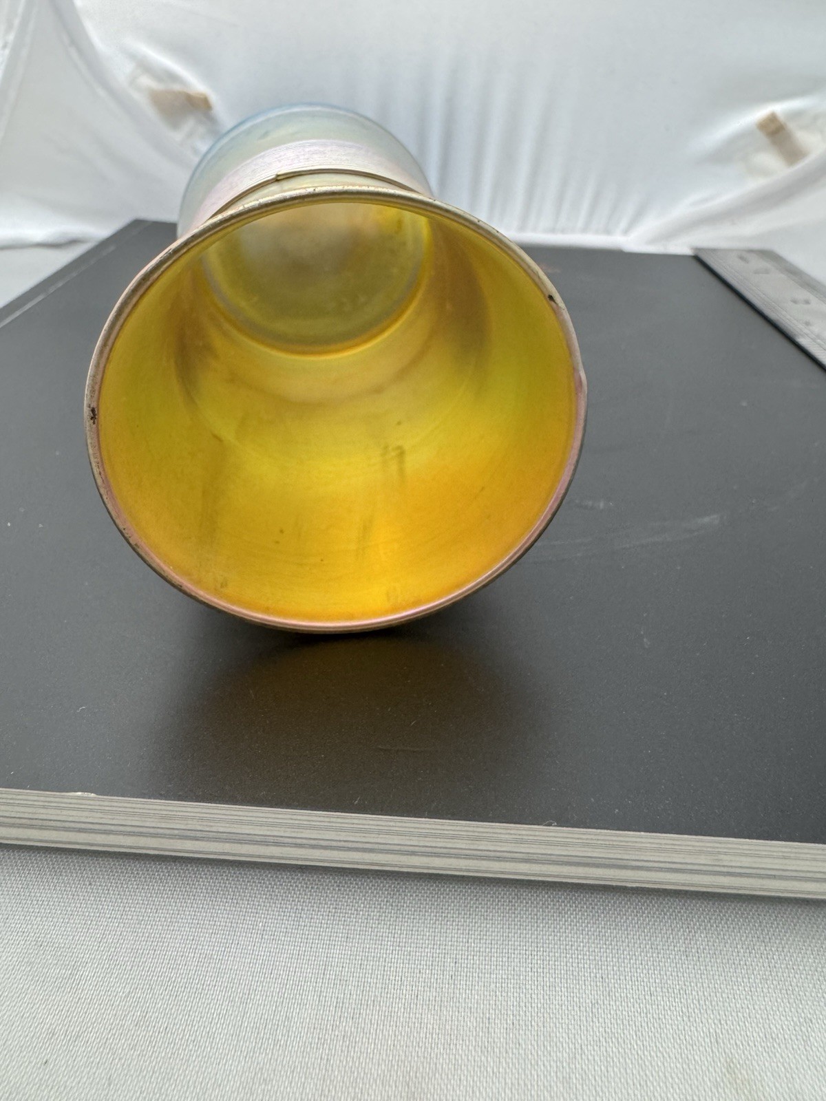 TIFFANY SALT Signed L.C.T. Glass Iridescent Art Nouveau Flawless rare Circa 1900