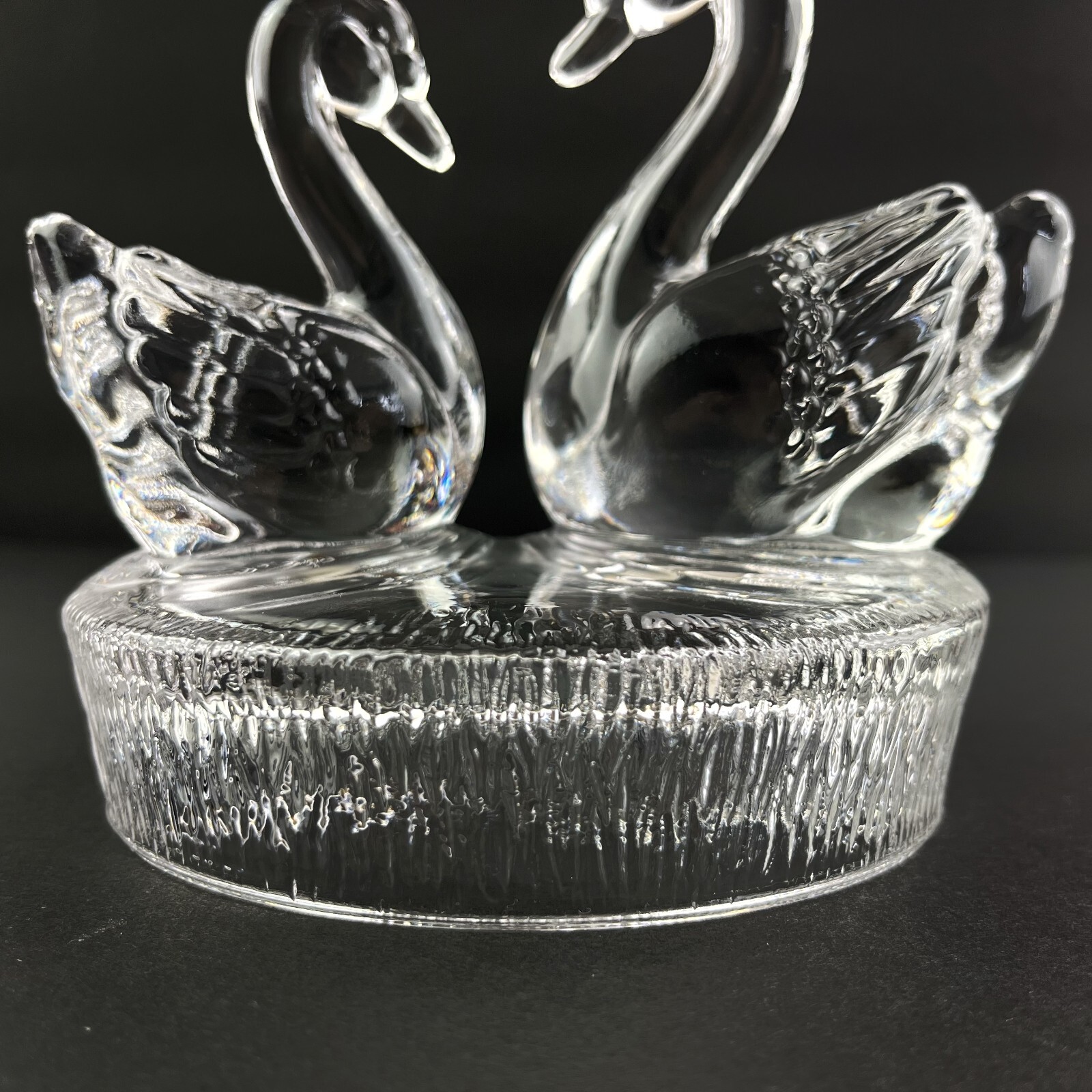 Vintage Royal Crystal Rock Figurine Swan & Cygnet Wildlife Italian Crystal Clear