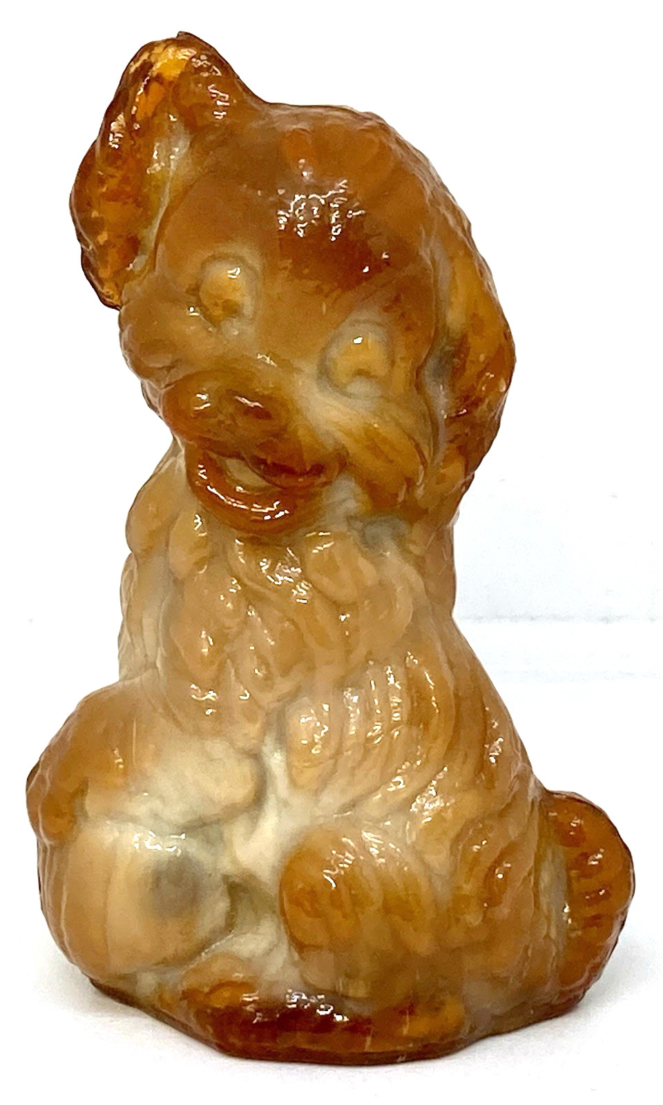Vintage Boyd Art Glass Skippy The Dog Figurine In Carmel Slag, 3 1/4 inch tall