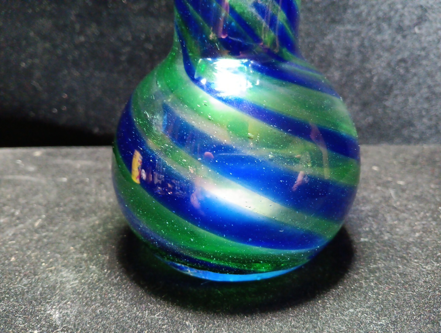 Murano Style Blown Glass Multi Color Ruffle Top 5.5″ Vase Vintage