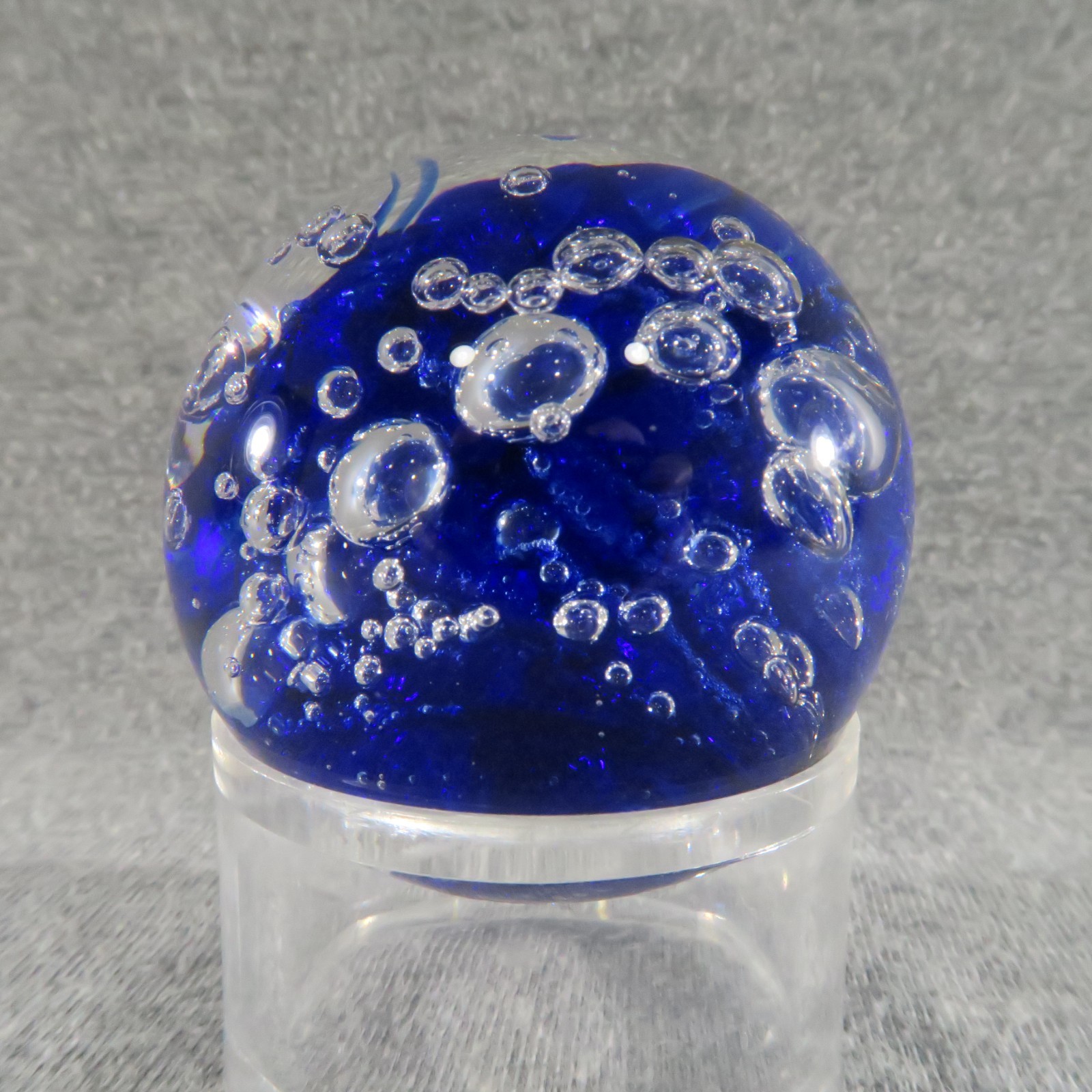 California Glass Studio Marble Orb Cobalt Blue Controlled Bubble Ocean Tide 1996