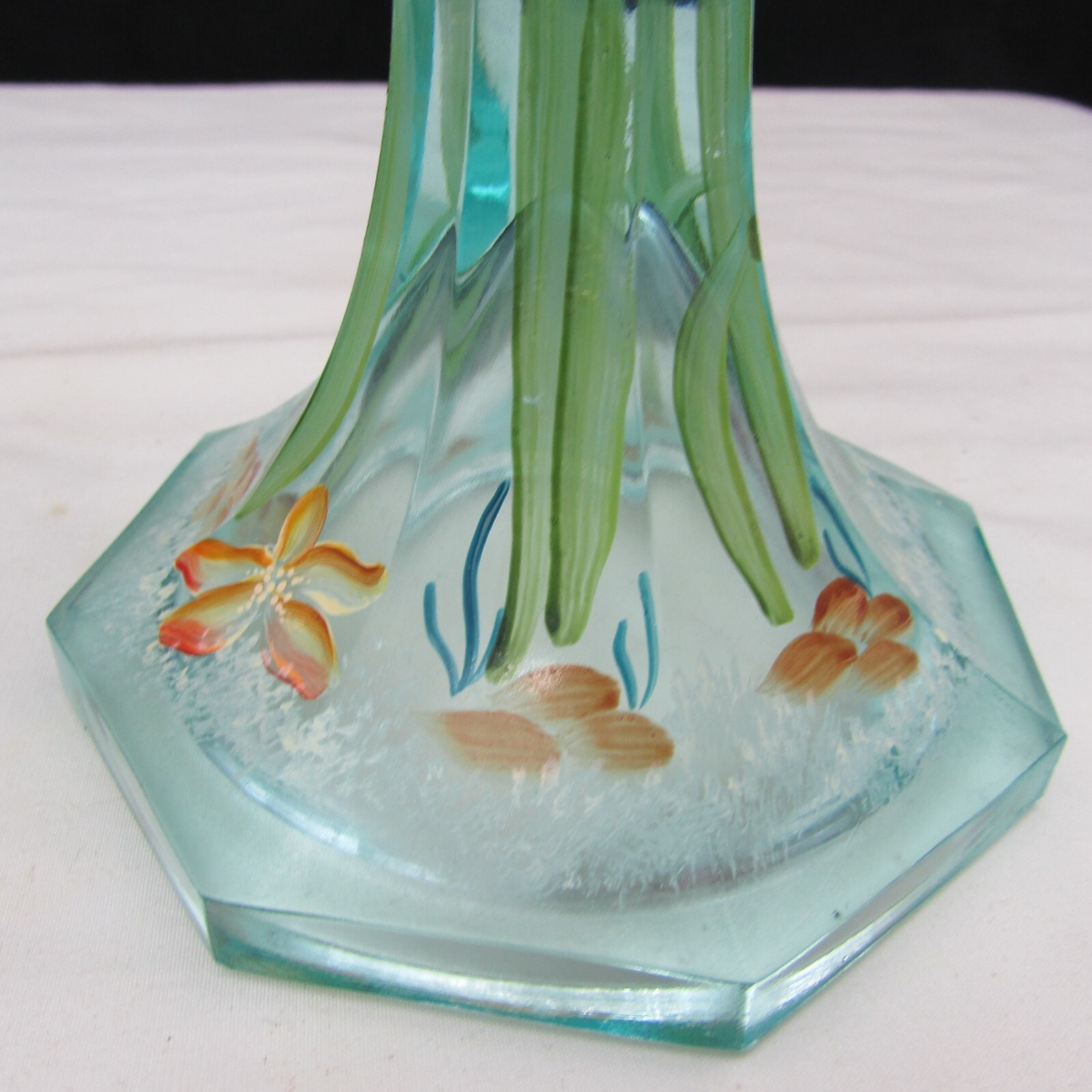 Fenton Aquamarine Stretch Underwater Dream Hand Painted Swung Vase 2007 W21