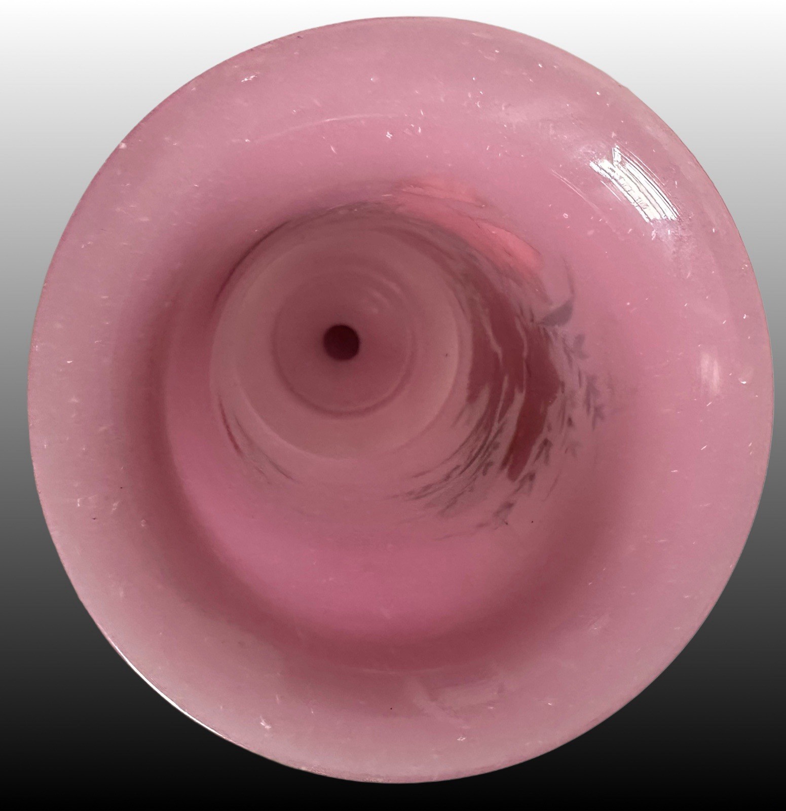 Pair Of Antique Pink Handblown Bristol Glass Pink Opalescent Glass Vases 12.5”