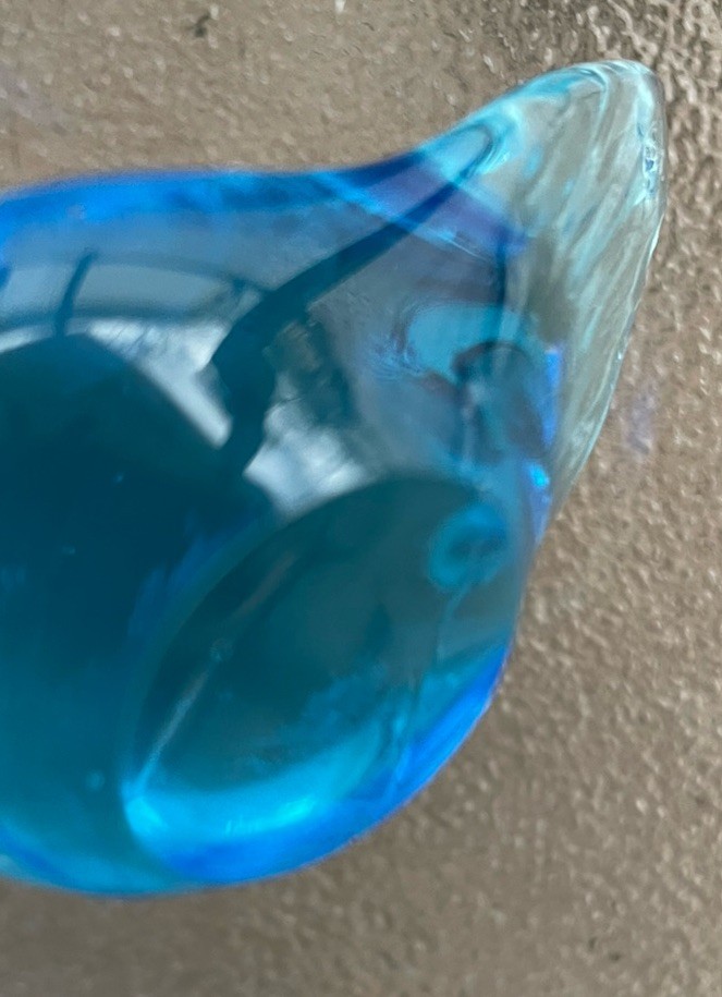 Art Glass Duck Bird Figurine Goose 3” Tall Bright Blue