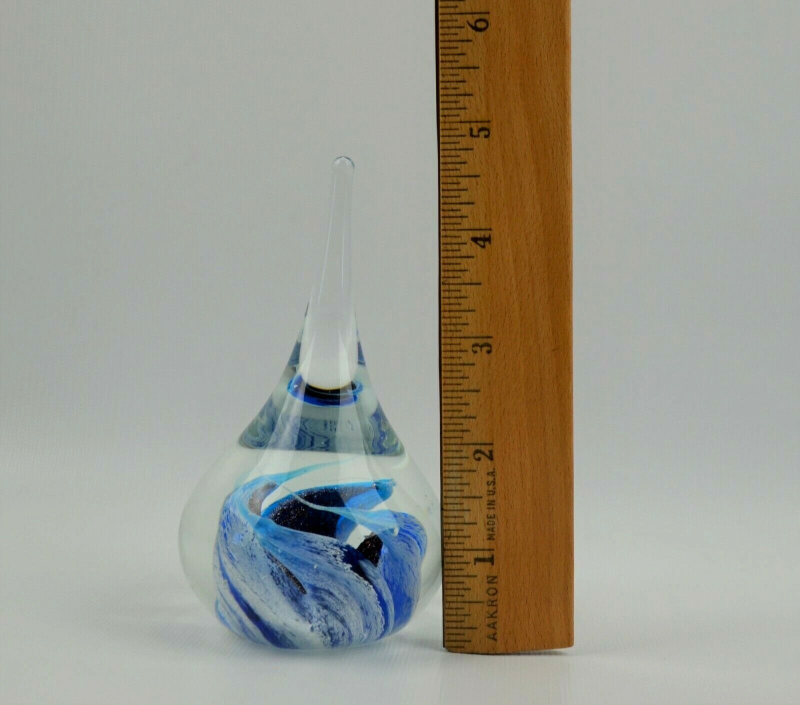 Two’s Company Inc. Hand Blown Glass Paperweight Blue White Clear