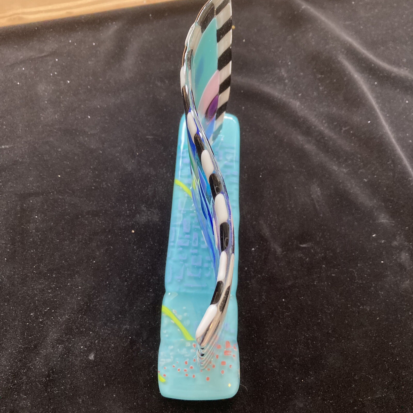 Mermaids Door”Wave Fused Art Glass Handmade 8”x6” Free Standing OnBase Original