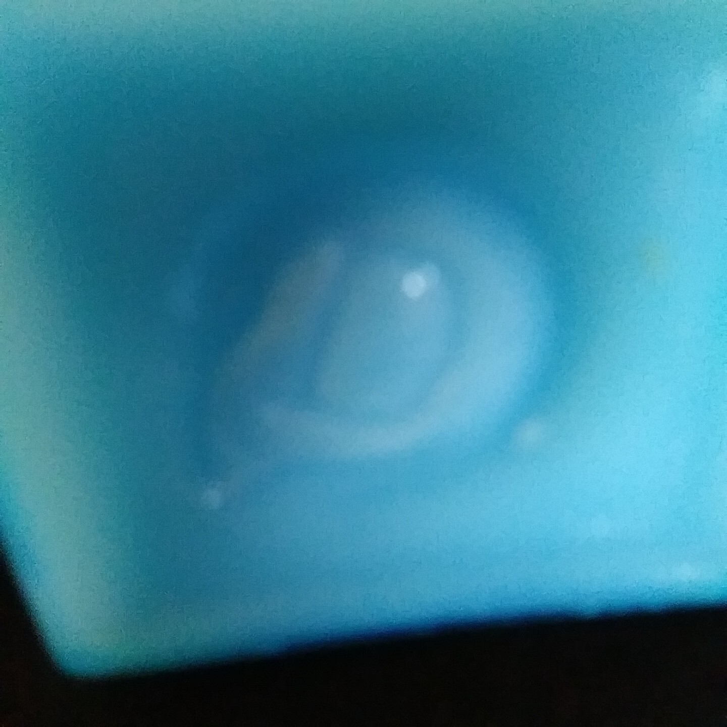 VTG. DEGENHART BLUE MILK GLASS WISE OLE OWL EMBOSSED LOGO GLOWS UNDER BLACKLIGHT