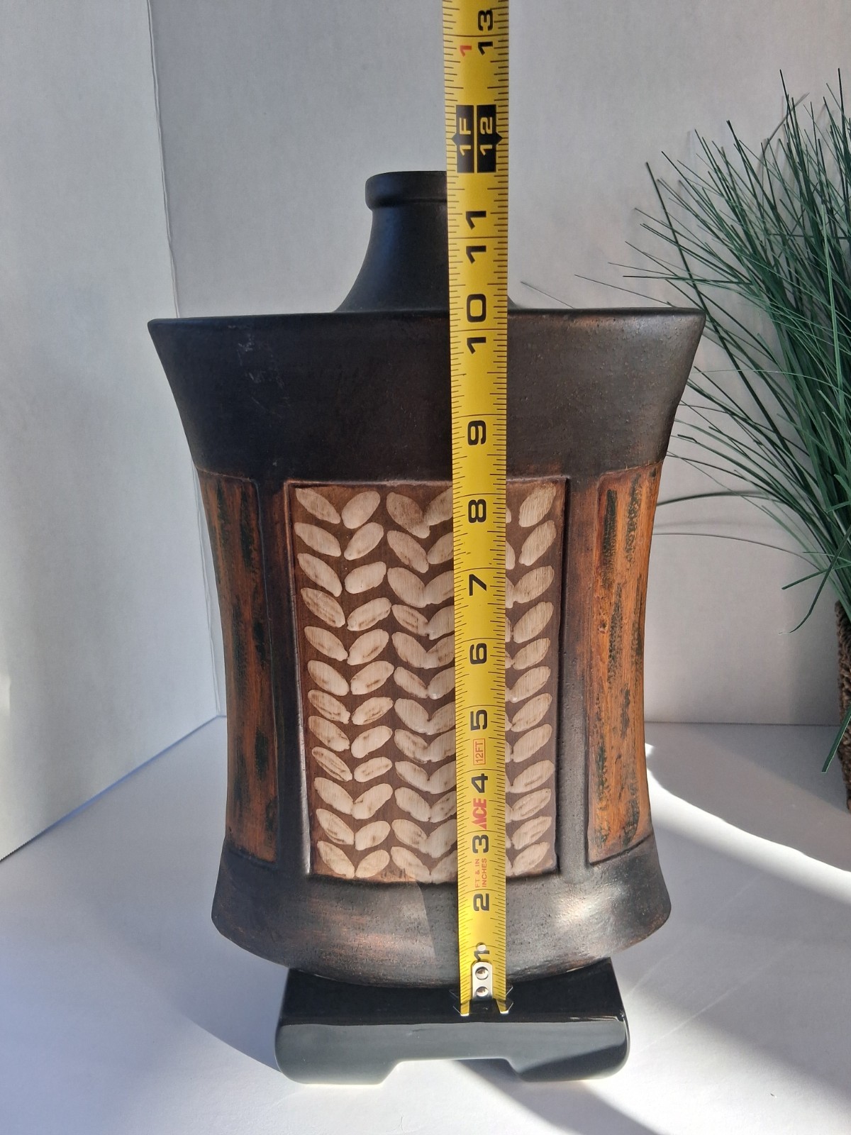 VTG! 1970’s Studio Pottery Vases; Brutalist Ebony Ceramic; Sgraffito Designs