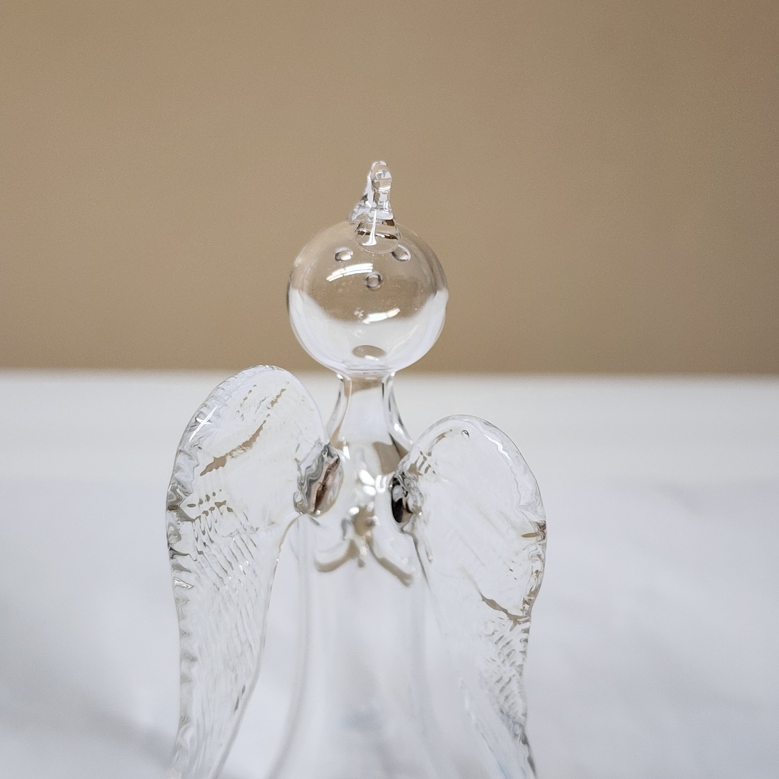 Vintage 4″ Hand Blown Art Glass Parise Vetro Italy Clear Glass Angel Ornament